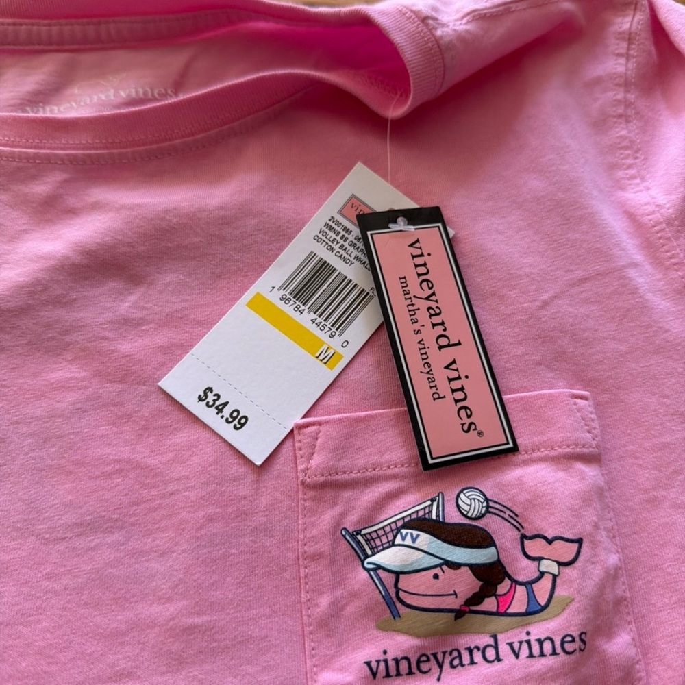 Vineyard Vines Pink Tee with Tennis Graphic